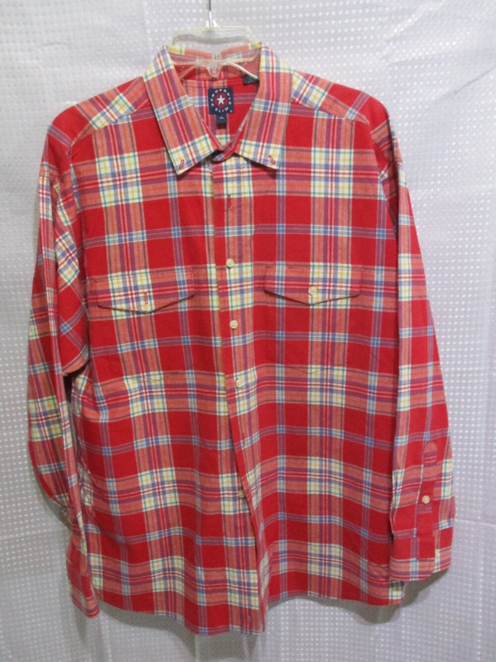 Vtg Panhandle Slim Multicolor Plaid Long Sleeve Button Up Dress Shirt Sz. XL